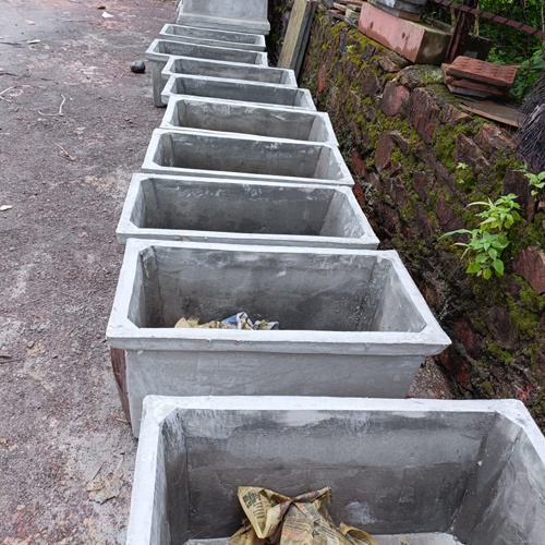 Grey Rcc Flower Pot - Rcc Material, Plain Finish, Grey Color | Ideal For Garden Decoration And Plant Display