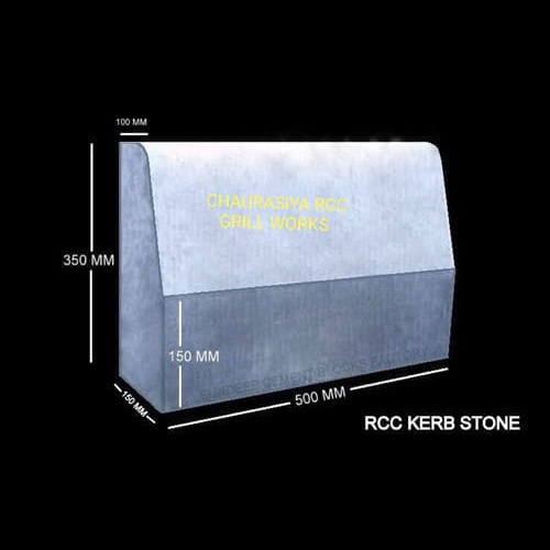 Rcc Kerb Stone - Reinforced Cement Concrete, Different Sizes Available, Grey Color, Plain Surface Treatment, Durable Industrial Product