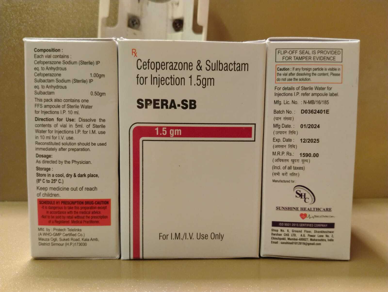 Cefoperazone & Sulbactum For Injection 1.5gm
