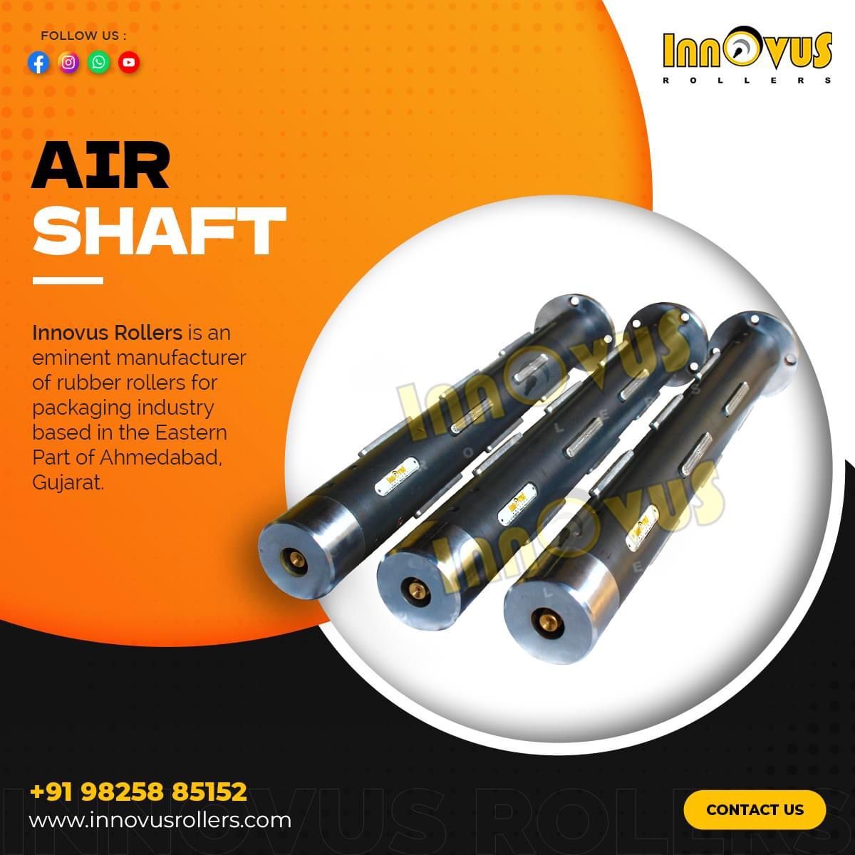 Air Expanding Shafts - Stainless Steel, Custom Size, Black, 1-12 Inch Diameter | Unique Air-down Gripping System, High Strength For Heavy-duty Winding