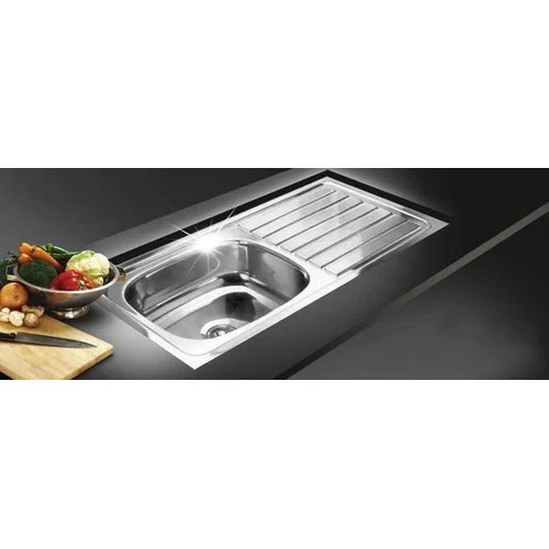 SS Kitchen Sink - Stainless Steel, Rectangular Shape, Polished Silver Finish | Durable, Easy Deck Mounted Installation, Ample Washing Space