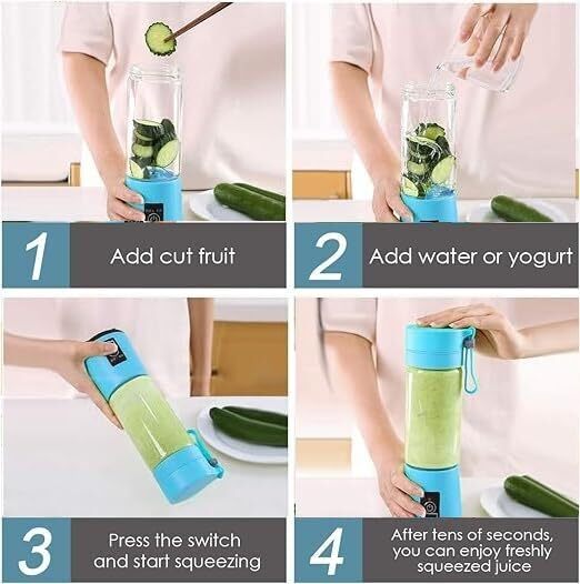 6 Blade Juicer - Plastic, 8x8x23 Cm | Rechargeable Usb Juicer Cup, Portable And Multi-functional For Juices, Smoothies, And Baby Food