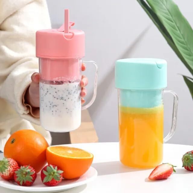 Juicer Blender Cup - Plastic, 300ml Size | Durable Materials, 1200mah Battery, Automatic Power Cut-off, 6 Blades, Compact And Easy To Use