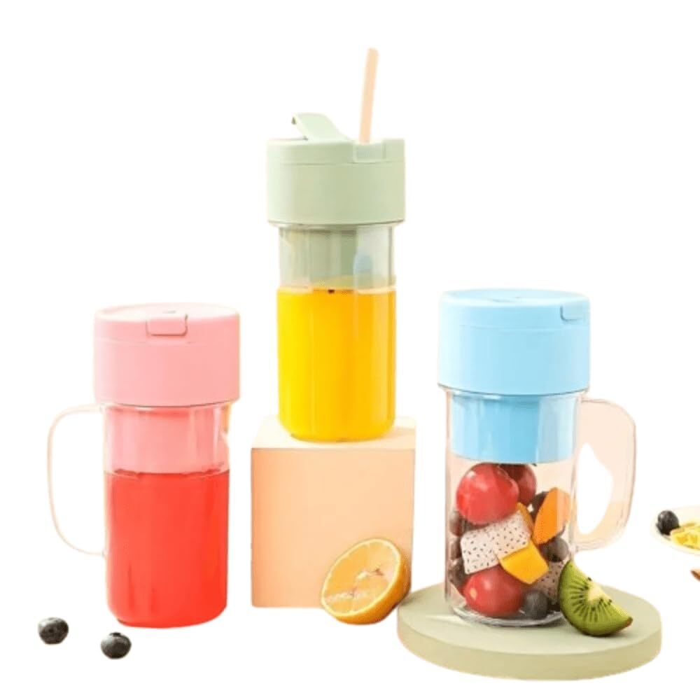 Juicer Blender Cup - Plastic, 300ml Size | Durable Materials, 1200mah Battery, Automatic Power Cut-off, 6 Blades, Compact And Easy To Use