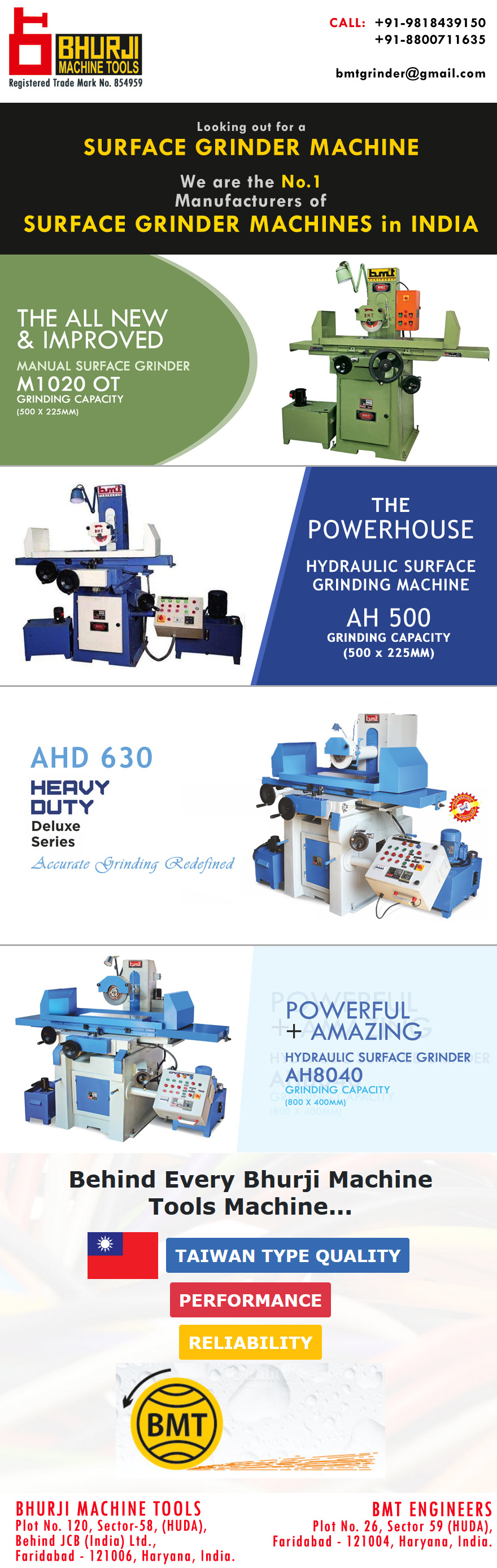 Manual Surface Grinding Machine - Capacity: 1