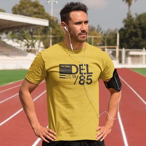 Mens Yellow Printed T Shirt - Fabric Type: Cotton
