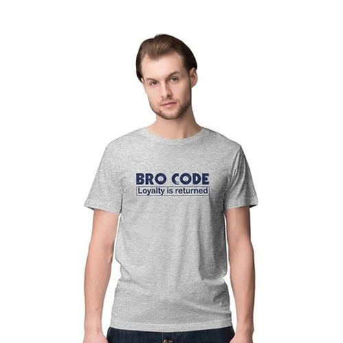 Mens Grey Printed T Shirt - Color: Gray