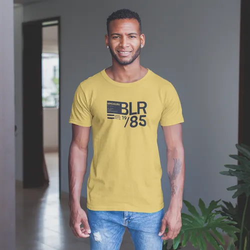 Fancy Mens Yellow Printed T Shirt - Fabric Type: Cotton