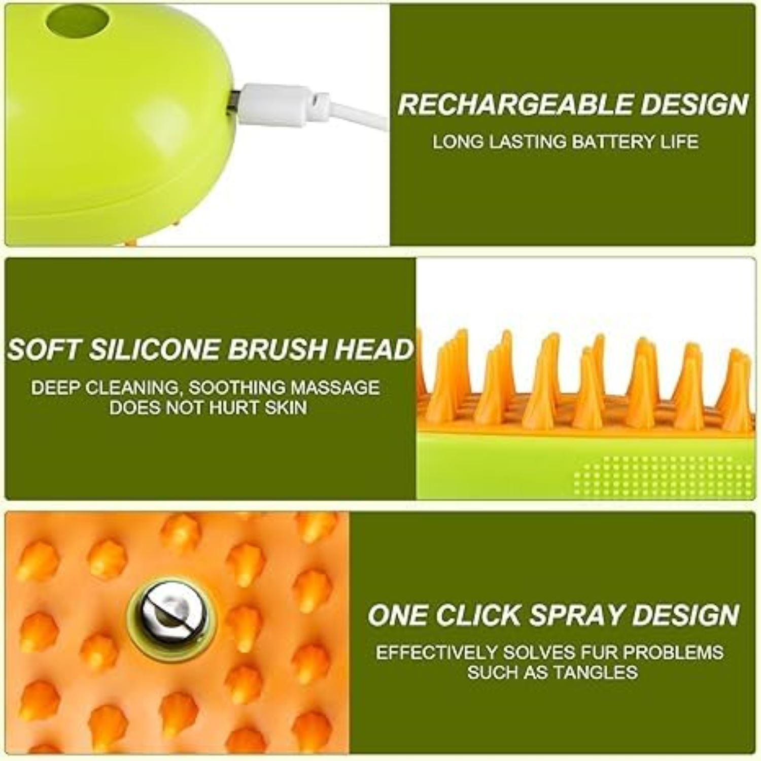 Cat Steam Brush - 10x10x5 Inches | Multi-functional 3-in-1 Pet Grooming Tool, Silicone Massage Brush, Reduces Shedding, Cleans Undercoat