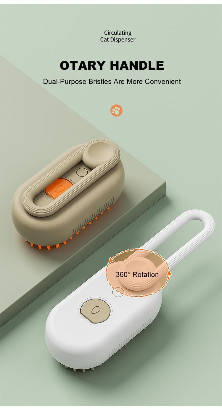 3 In 1 Cat Steam Brush - Silicone 12x6.5x5.5 Cm | Self Cleaning Detangling Massage Suitable For All Hair Types