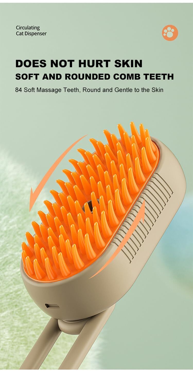 3 In 1 Cat Steam Brush - Silicone 12x6.5x5.5 Cm | Self Cleaning Detangling Massage Suitable For All Hair Types