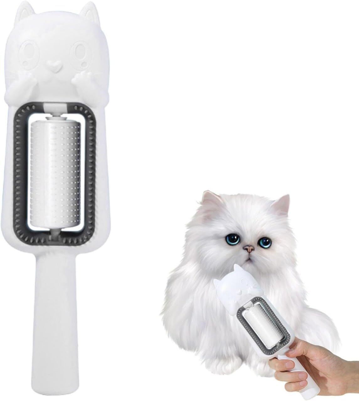 Cat Pattern Pet Fur Remover - Durable, Washable Plastic | 60 Teeth Double Row Comb, Dual Purpose Wet Wipe & Massage Brush For Grooming
