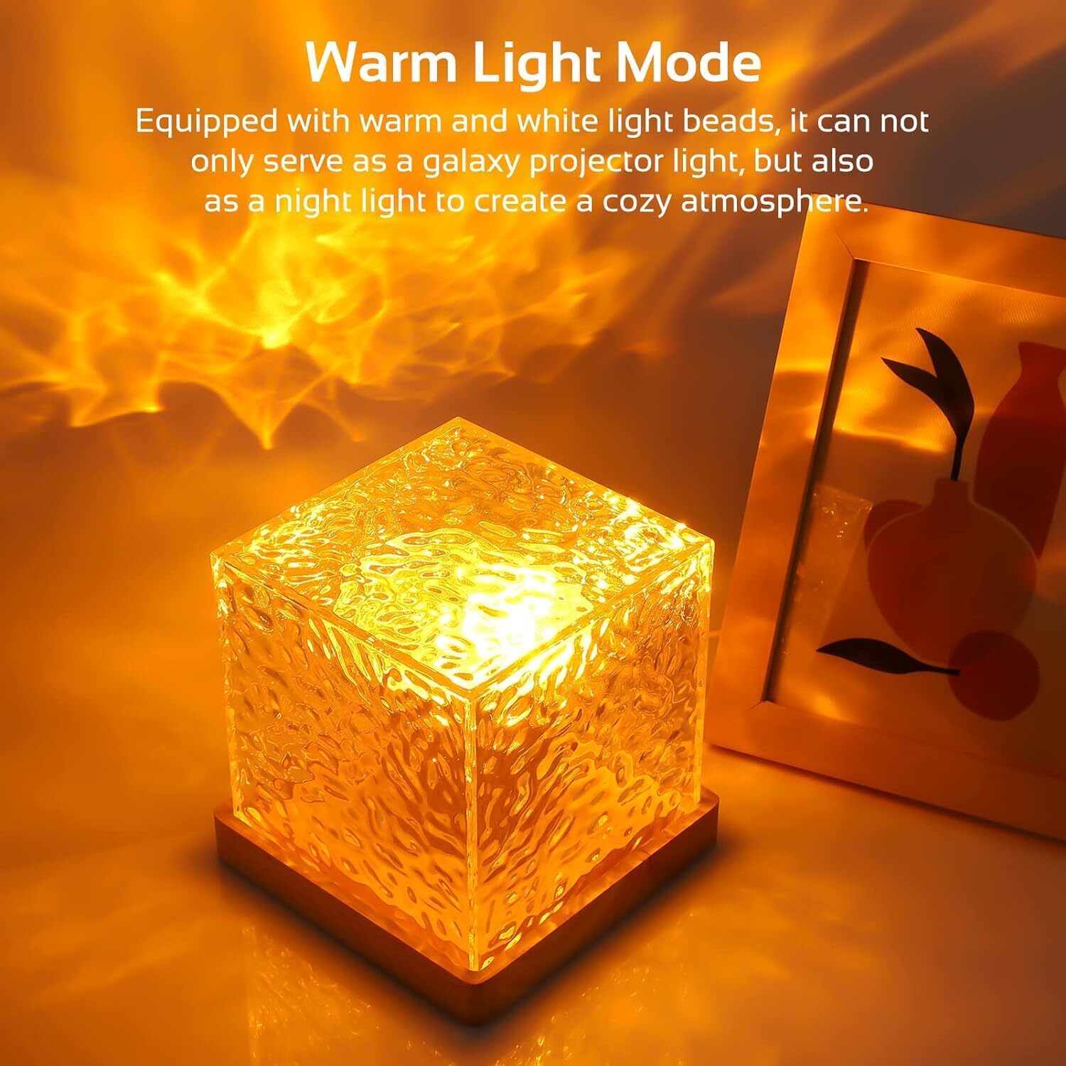 Water Ripple Night Lamp - Plastic, 5x5x5 Cm | Immersive Ocean Wave Projection, Romantic Led Light Projector, Crystal Table Lamp For Bedroom Decor