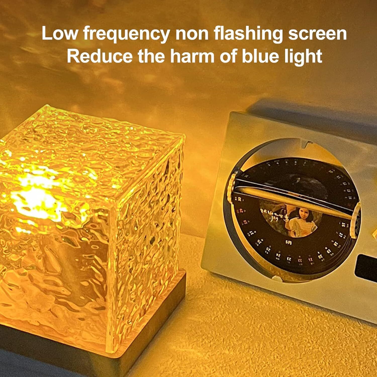 Water Ripple Night Lamp - Plastic, 5x5x5 Cm | Immersive Ocean Wave Projection, Romantic Led Light Projector, Crystal Table Lamp For Bedroom Decor