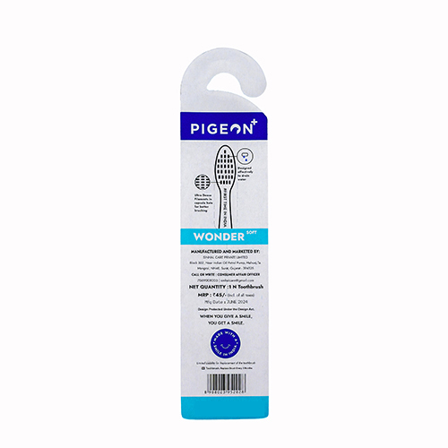 Wonder Soft Bristle Tooth Brush - Plastic Stick, Synthetic Bristles | Soft, Flexible, Various Stick & Bristle Colors, Room Temperature Storage