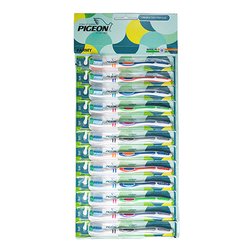 Army Soft Tooth Brush - Synthetic Bristles, Plastic Stick | Soft, Flexible, Gentle On Gums, Various Colors