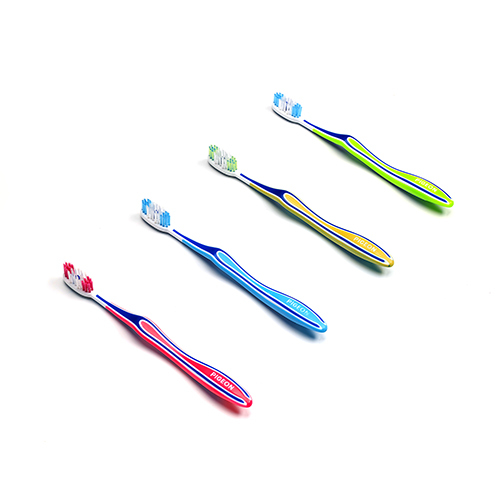Navy Medium Soft Tooth Brush - High-quality Plastic, Soft & Flexible Synthetic Bristles, Various Stick Colors Available - Comfortable Grip For Effortless Brushing