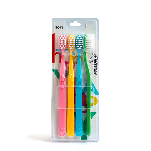 4pc Soft Grip Tooth Brush - Synthetic Bristles, Soft & Flexible | Durable Plastic Stick, Various Colors, Easy To Use, Room Temperature Storage