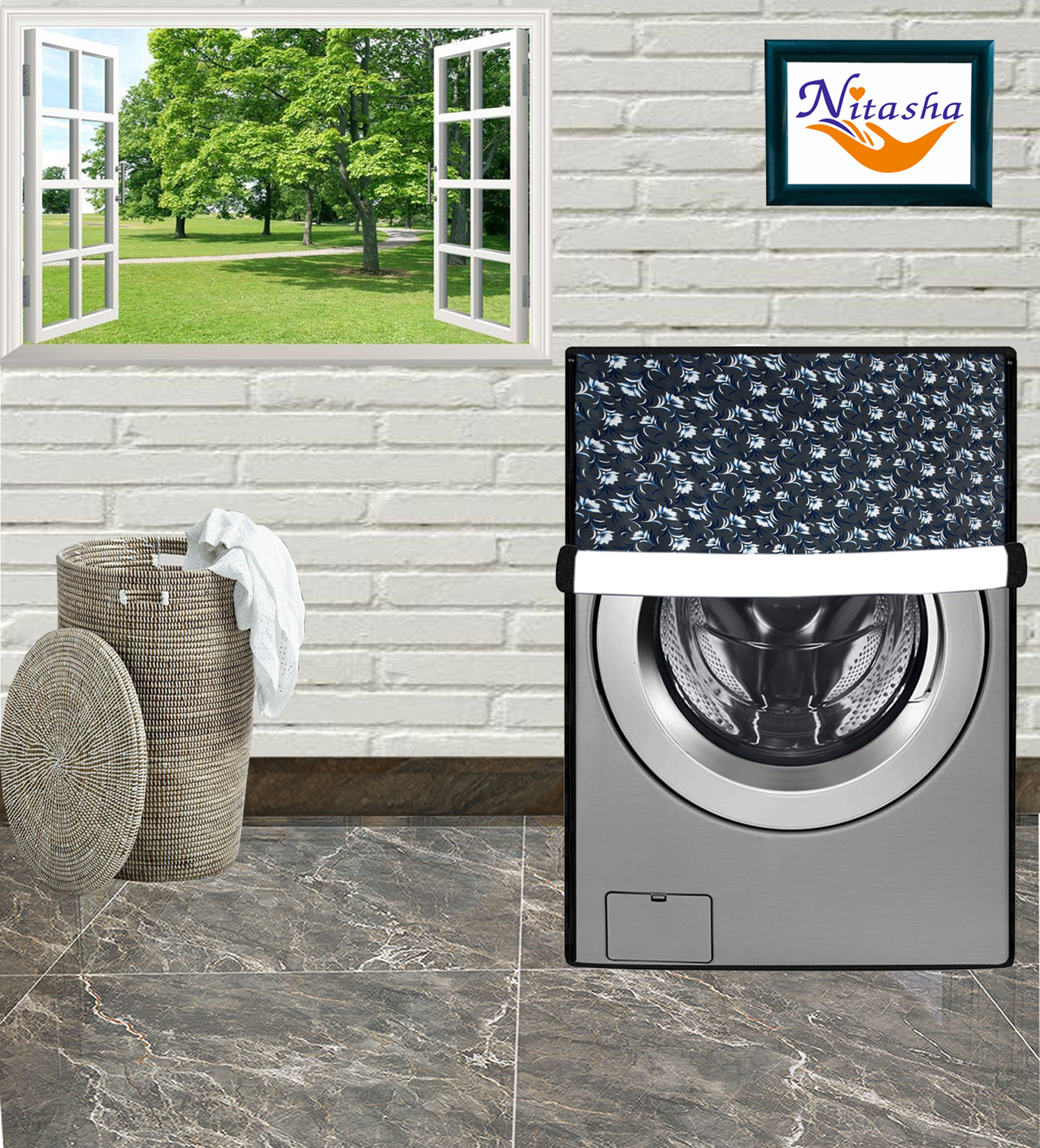 Washing Machine Cover - Polyester Material , Multicolor Design For Stylish Protection