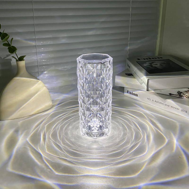 Crystal Touch Night Lamp - Eco-friendly Plexiglass, 10x8x2 Cm | 3d Rose Design, Remote Control, Adjustable Brightness, Romantic Ambient Light