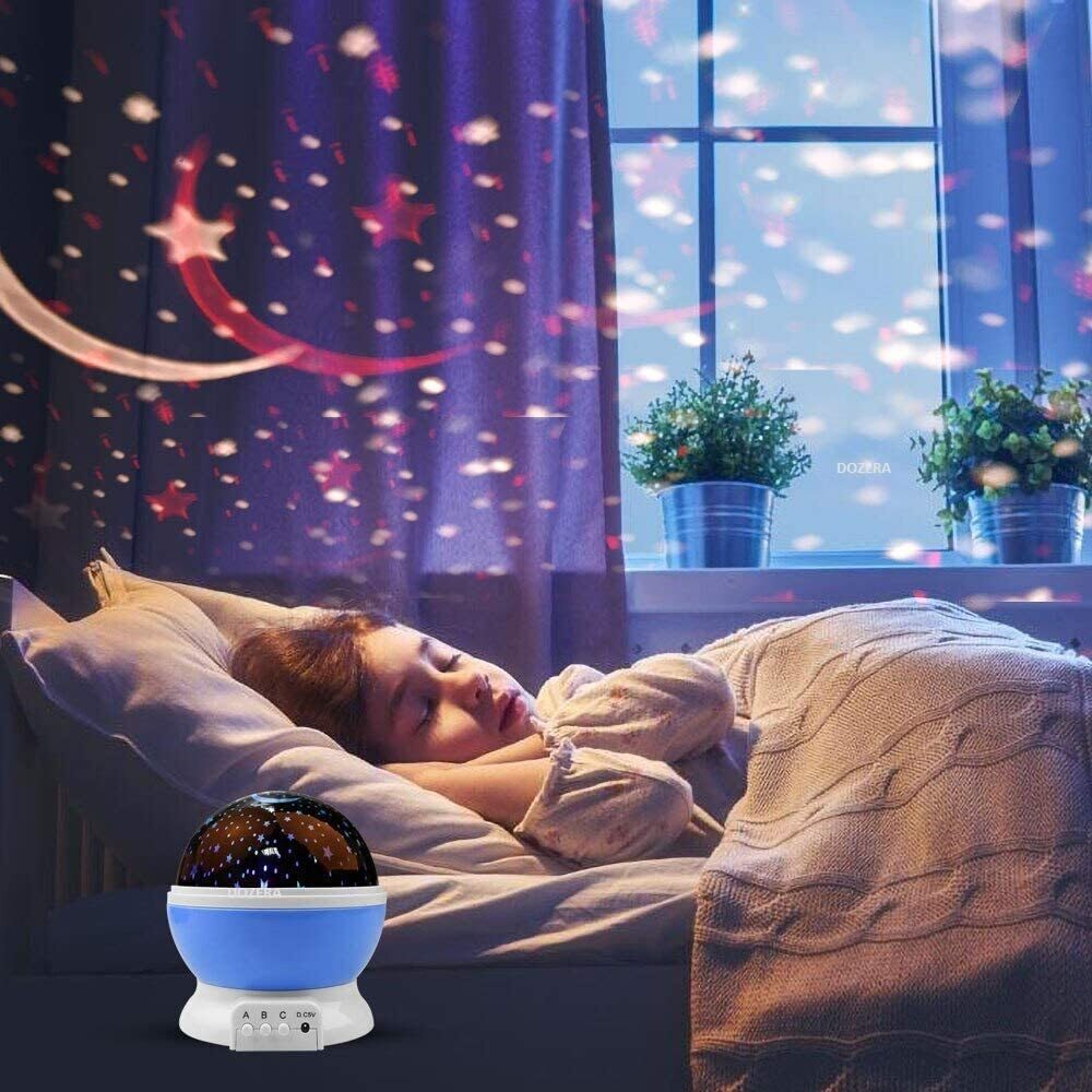 Star Master Rotating Projector Night Lamp - Plastic Material, Colorful Star And Moon Projection | 3 Working Modes For Cozy Nightlight, Ideal For Kids And Romantic Settings