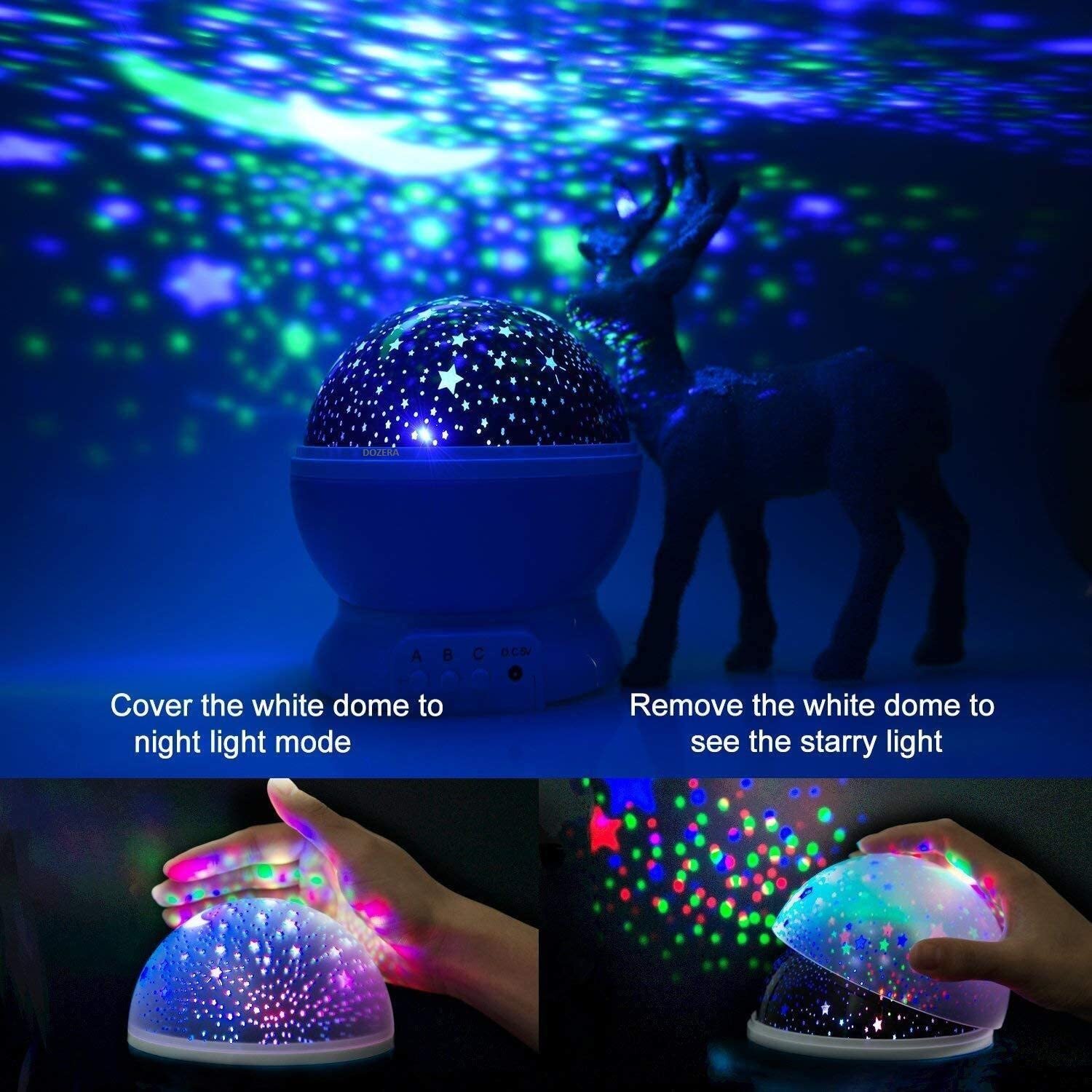 Star Master Rotating Projector Night Lamp - Plastic Material, Colorful Star And Moon Projection | 3 Working Modes For Cozy Nightlight, Ideal For Kids And Romantic Settings