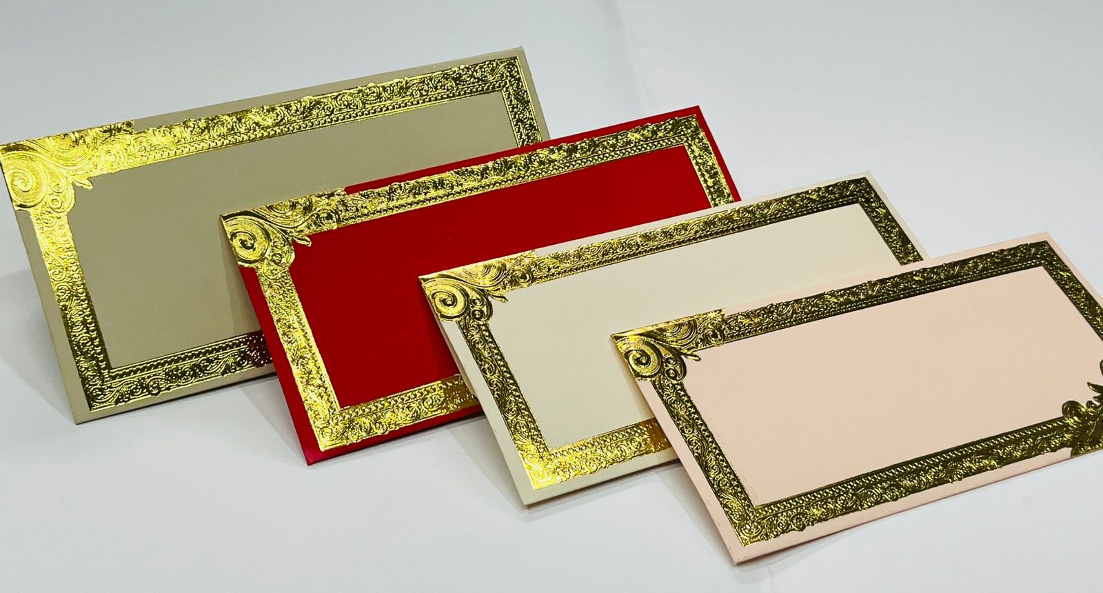Cash Shagun Envelope - 7.5x4 Inches, Metallic Board With One Short Foil Printing, Folded Style, 210 Thickness For Wedding And Gift Usage