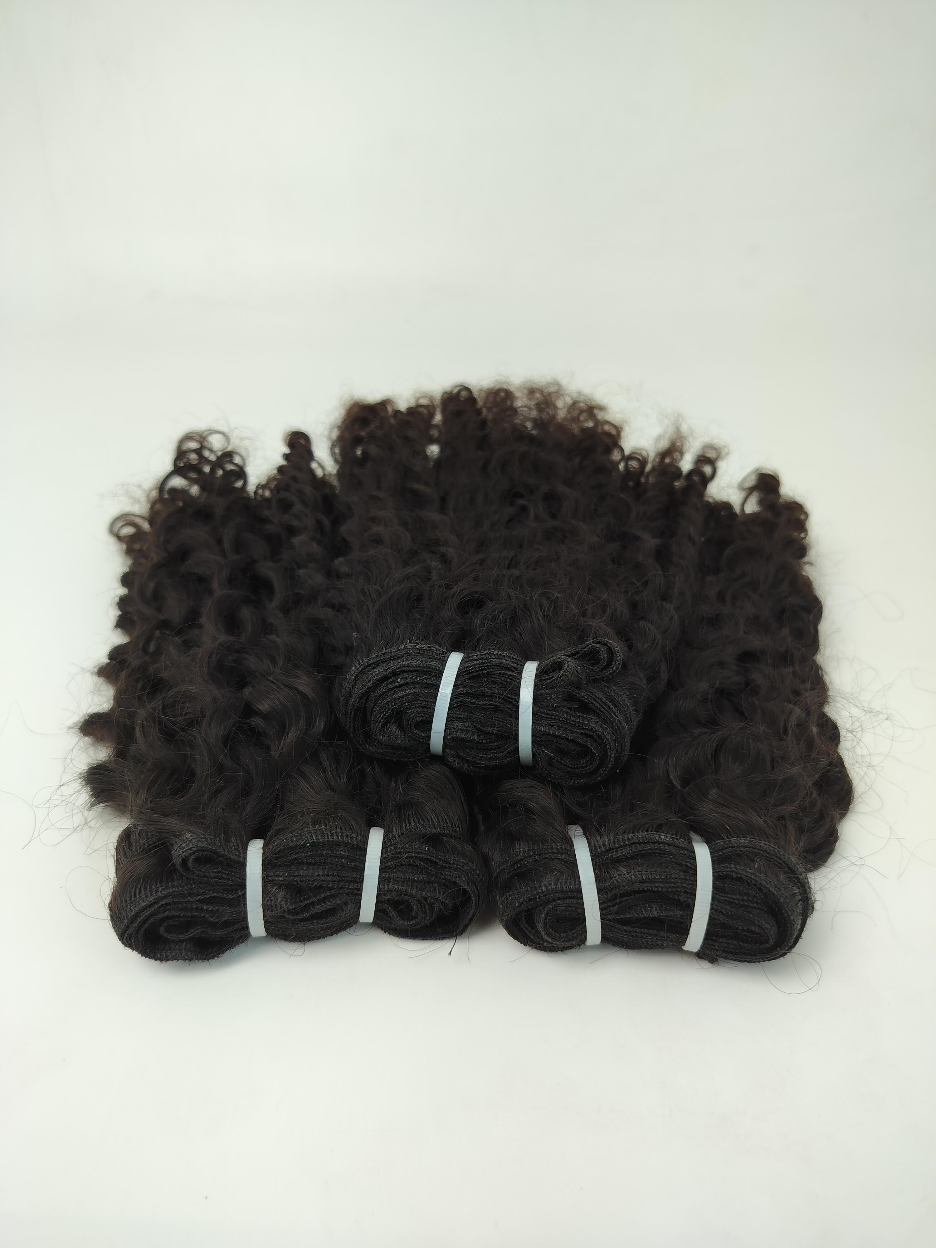 Indian Black Indian Deep Curly Human Hair Weft Extensions - Color: Natural Color