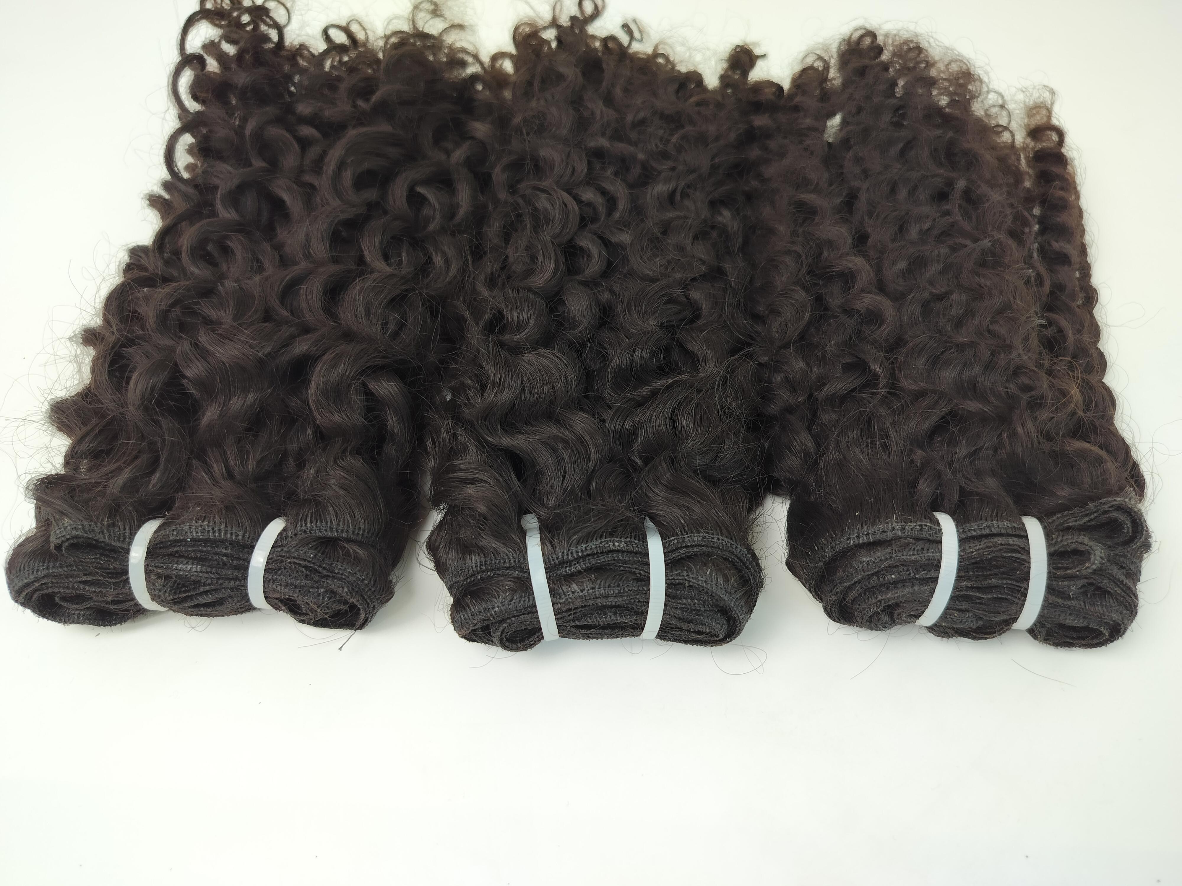 Indian Black Indian Deep Curly Human Hair Weft Extensions - Color: Natural Color