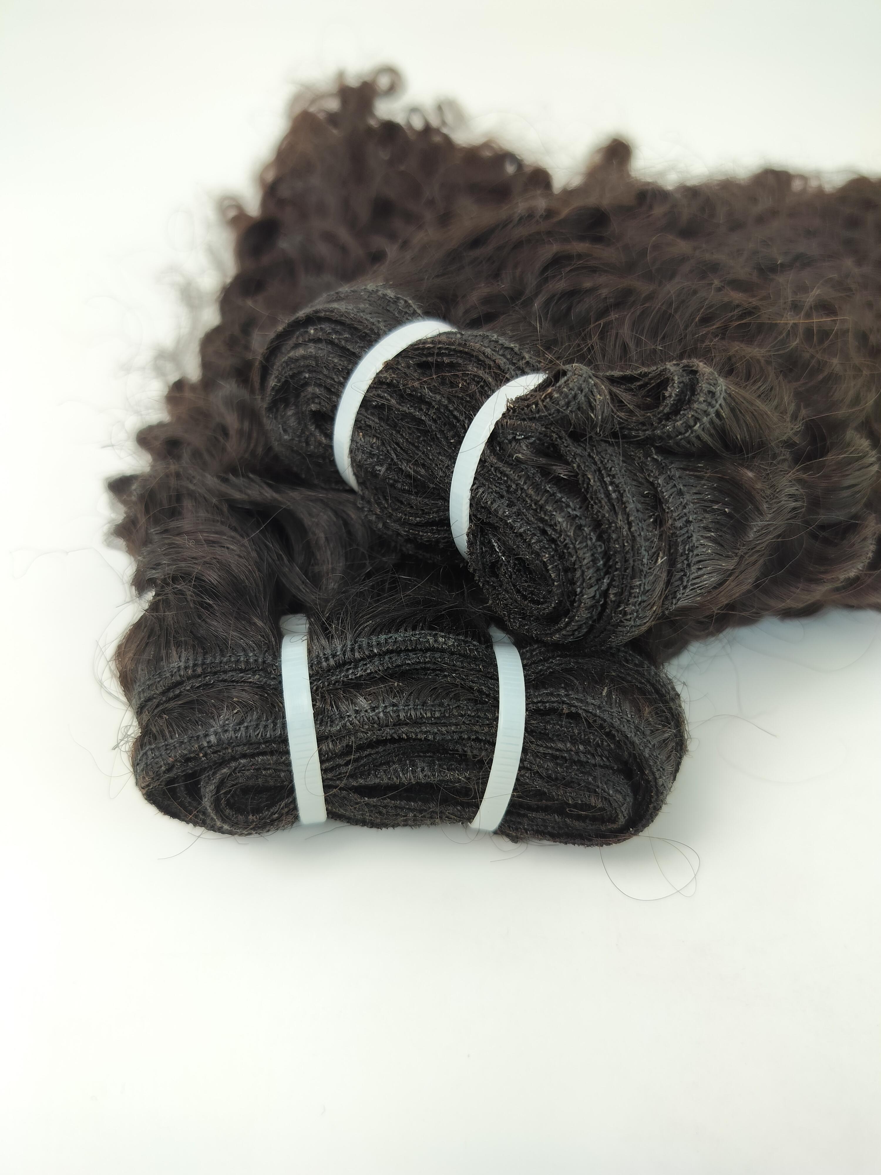 Indian Black Indian Deep Curly Human Hair Weft Extensions - Color: Natural Color