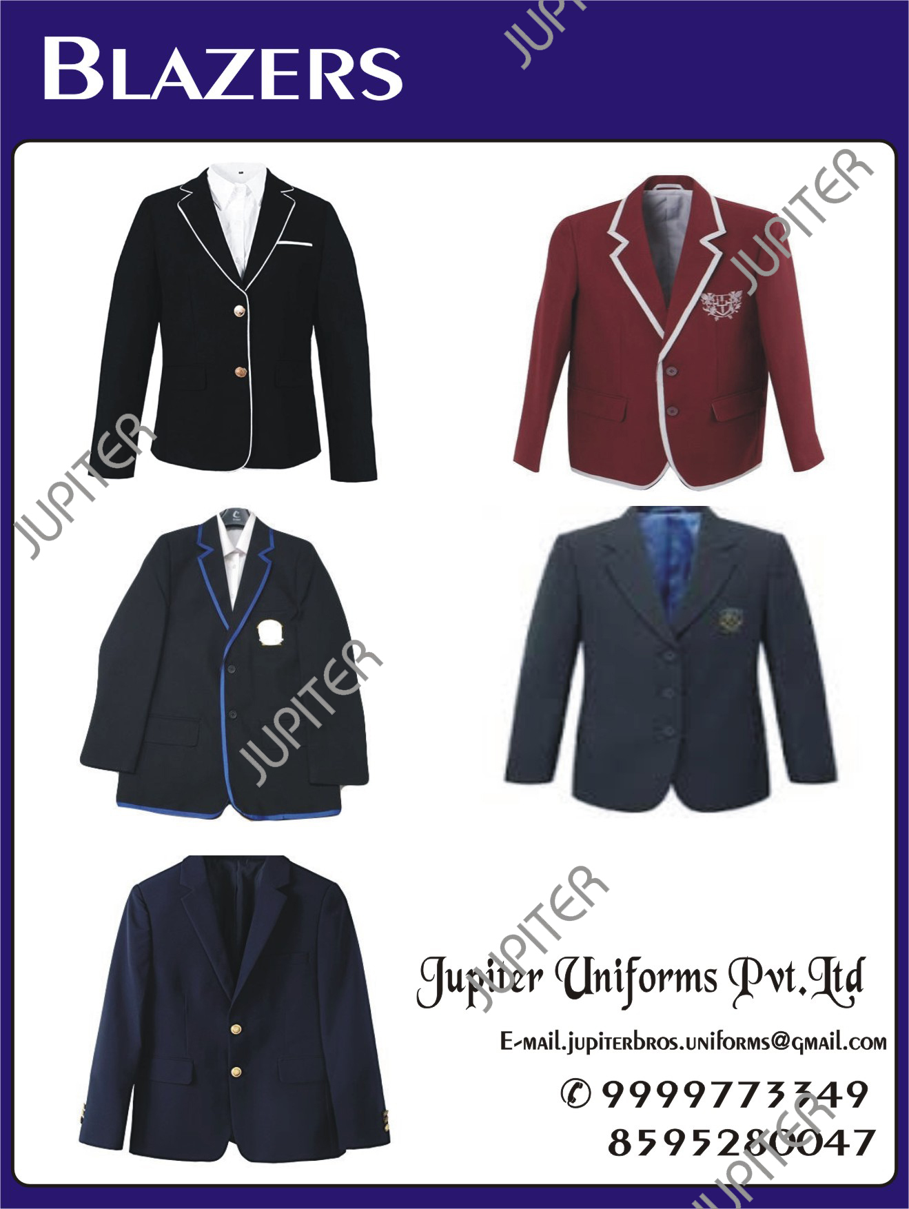 School Blazer For School Uniform - Cotton Blend, Various Sizes, Customizable Colors | Easy To Wash, Strong Stitching, Unisex Design