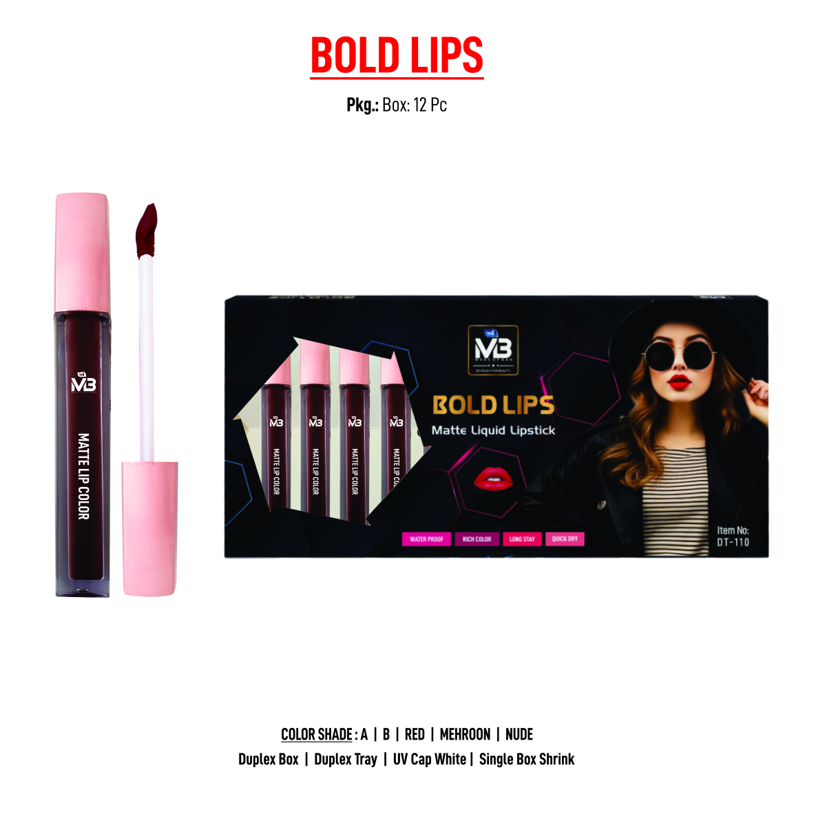 Liquid Lipstick - Liquid, High Pigment Red Maroon Nude | Alcohol Free, Long-lasting, Suitable For All Skin Types, Lip Beautification