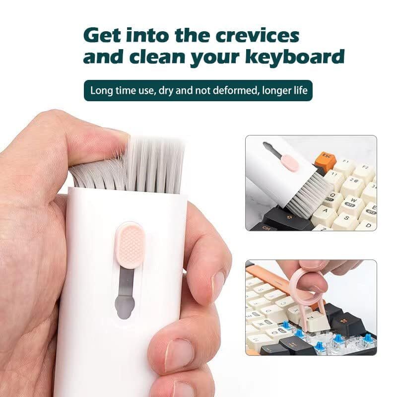 7 In 1 Multifunctional Cleaner Kit - Compact 10x10x10 Cm , Includes Cleaning Pen, High Density Soft Brush, Keycap Buckle For Efficient Device Cleaning