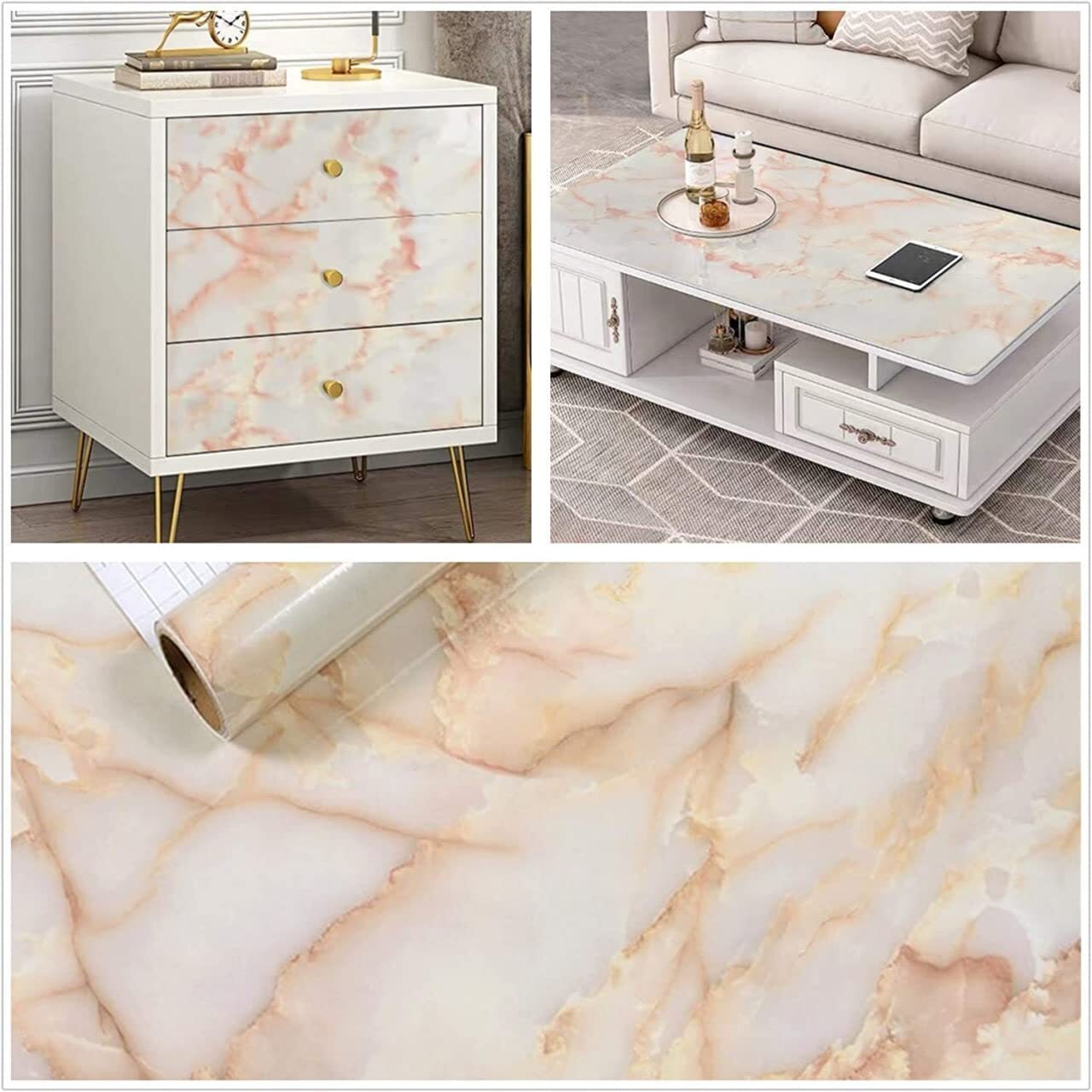 White Grey Marble Peel And Stick Contact Paper - 60x200 Cm | Durable, Waterproof, Self-adhesive, Easy To Clean, Ideal For Kitchen Surfaces