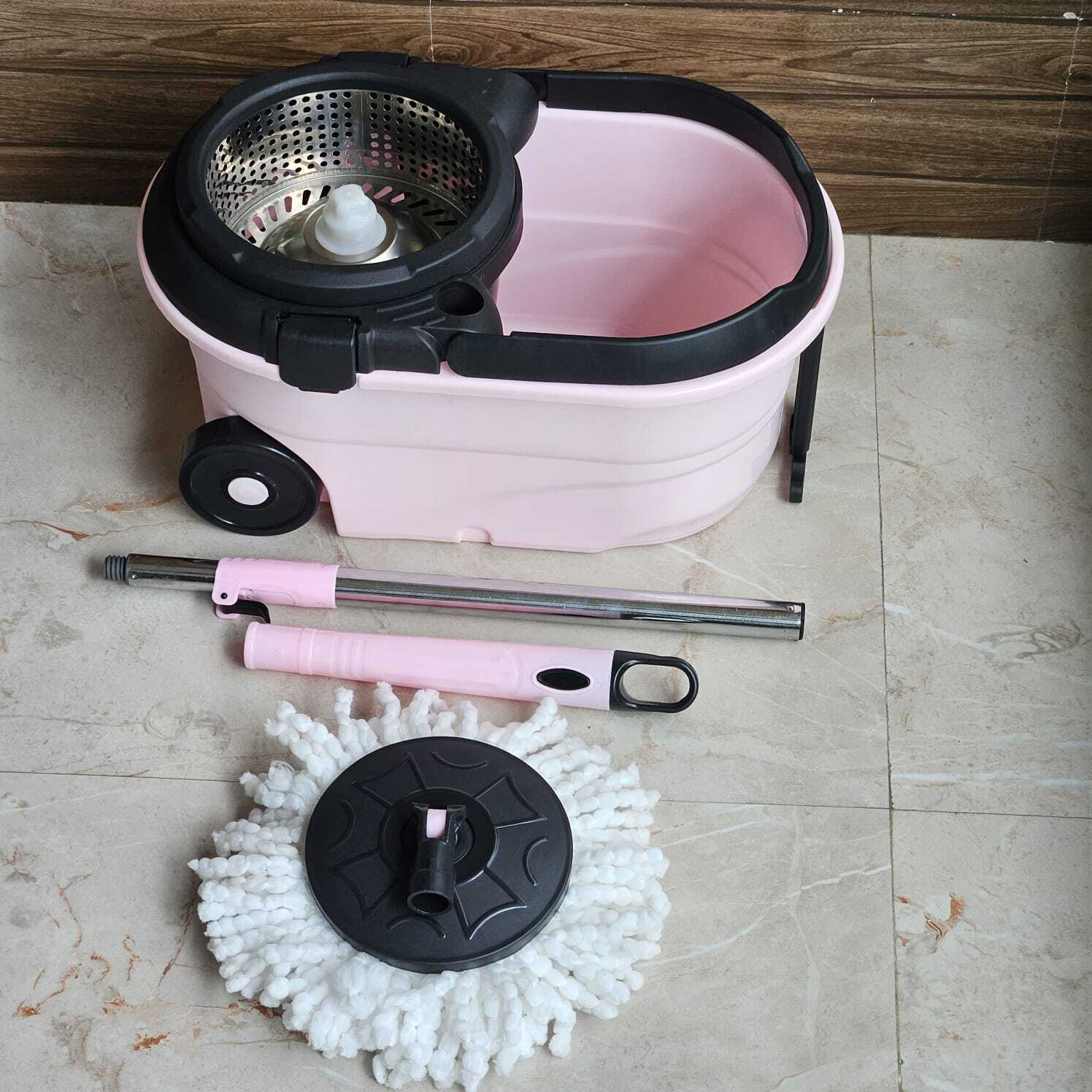 Bucket Mop System - Hdpe 3 To 5 Gallons , Ergonomic Multi-color Design, Adjustable Handle, Easy Spin Wringer