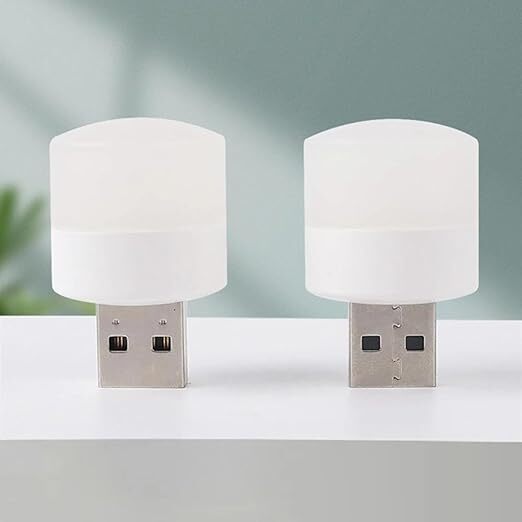 Mitsico Acrylonitrile Butadiene Styrene Usb Lights By Night Plug-in Mini Led Bulb - Plastic, Compact Size, Warm White Light | Usb Powered, Energy Saving, Portable For Sleep & Reading