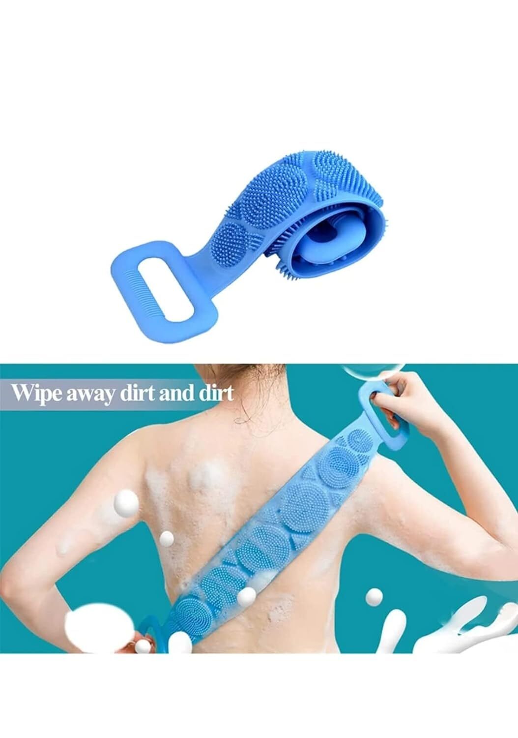Body Scrubber Belt - Food-grade Silicone, 70x12cm | Double-sided Exfoliation & Massage, Easy To Clean, Anti-slip Grip For All Skin Types