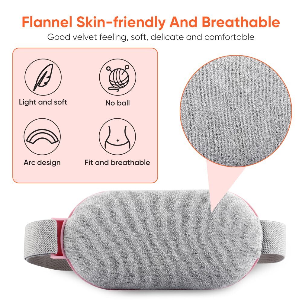 Menstrual Heating Pad - Abs Material, 92x8.5x3 Cm | Cordless Portable Device With 3 Massage Modes, 3 Heat Settings And Adjustable Strap For Relief From Period Cramps And Back Pain