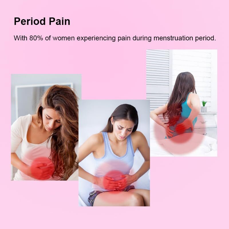 Menstrual Heating Pad - Abs Material, 92x8.5x3 Cm | Cordless Portable Device With 3 Massage Modes, 3 Heat Settings And Adjustable Strap For Relief From Period Cramps And Back Pain
