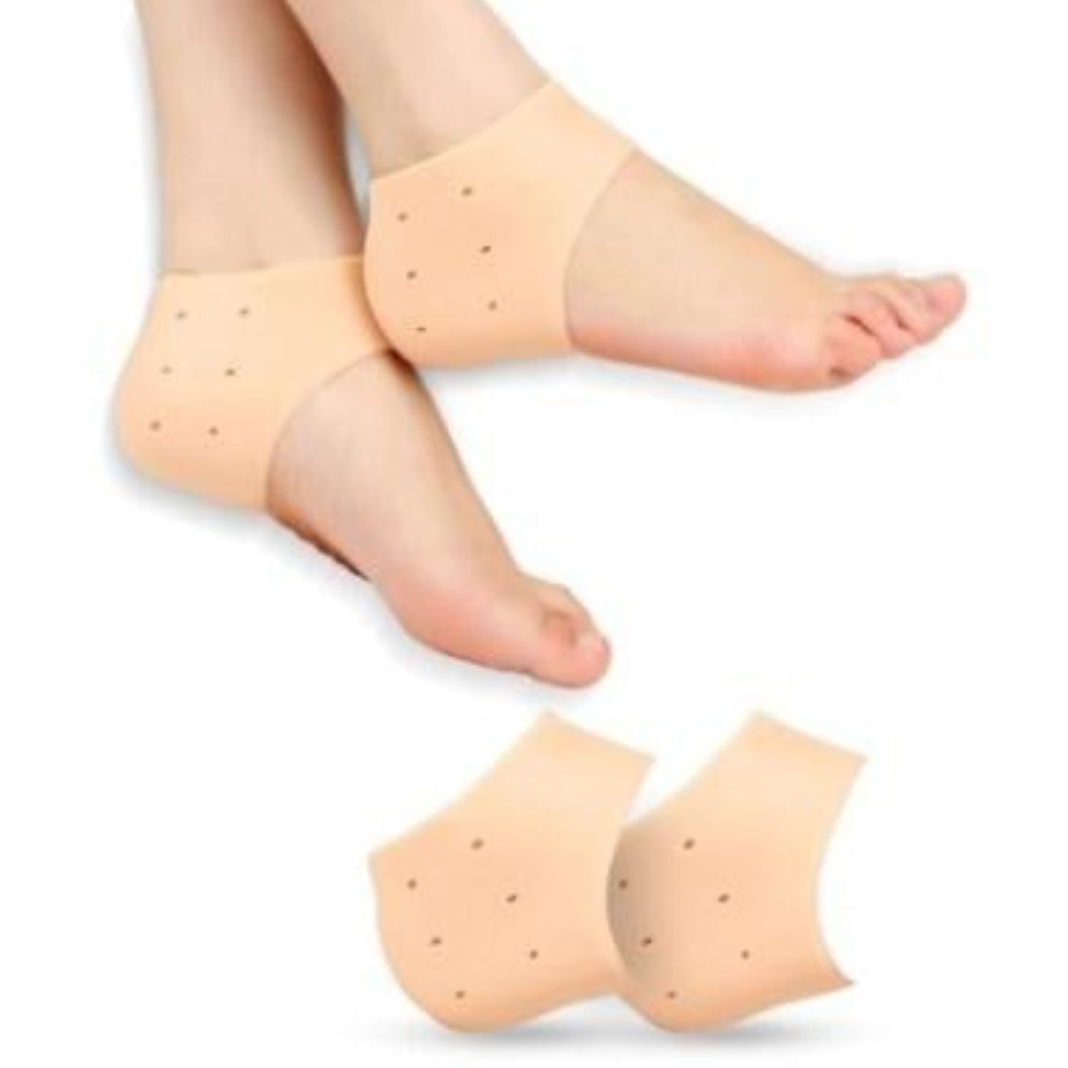 Anti-crack Silicone Half Gel Heel Protector - 7x6x1 Cm | Moisturizing Socks For Cracked Heels Instant Relief And Comfort For Men And Women