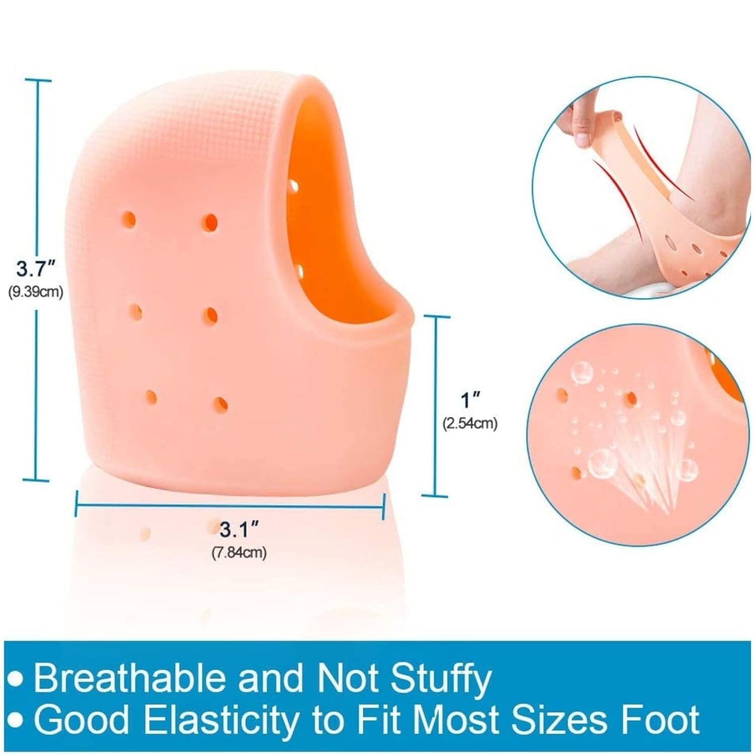 Anti-crack Silicone Half Gel Heel Protector - 7x6x1 Cm | Moisturizing Socks For Cracked Heels Instant Relief And Comfort For Men And Women