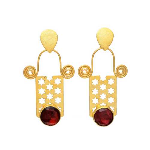 New Arrival Golden Ruby Hydro Gemstone Earrings - Gender: Unisex