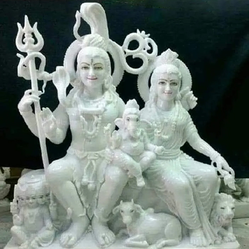 सफेद संगमरमर भगवान शिव परिवार की प्रतिमा