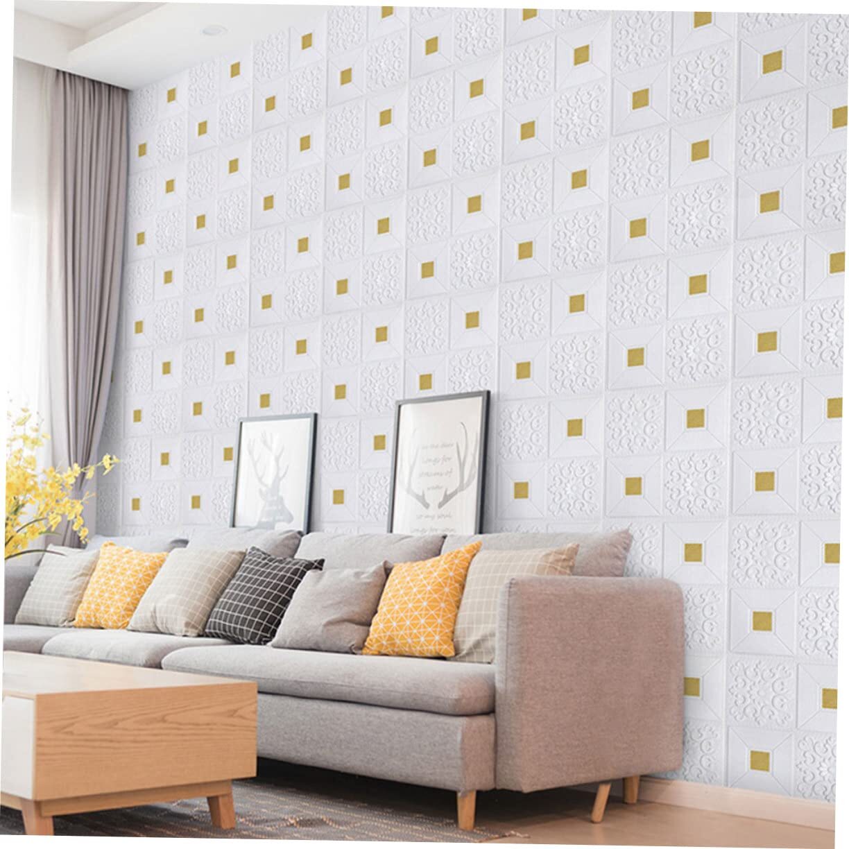 3d Brick Gold Wallpaper