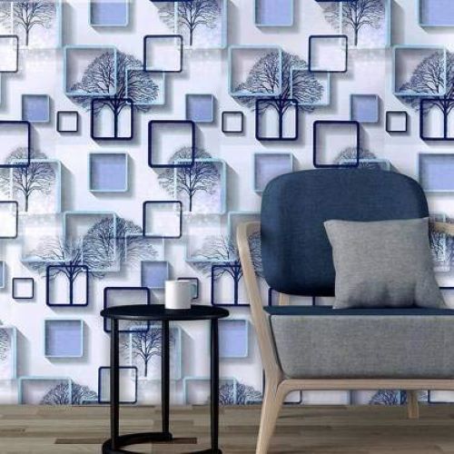 Blue Cube Wallpaper - 70 X 77 Cm | Durable Vinyl, Waterproof, Easy To Clean, Eco-friendly, Peel And Stick For Versatile Indoor Use
