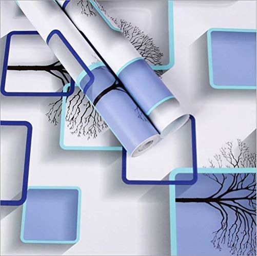 Blue Cube Wallpaper - 70 X 77 Cm | Durable Vinyl, Waterproof, Easy To Clean, Eco-friendly, Peel And Stick For Versatile Indoor Use
