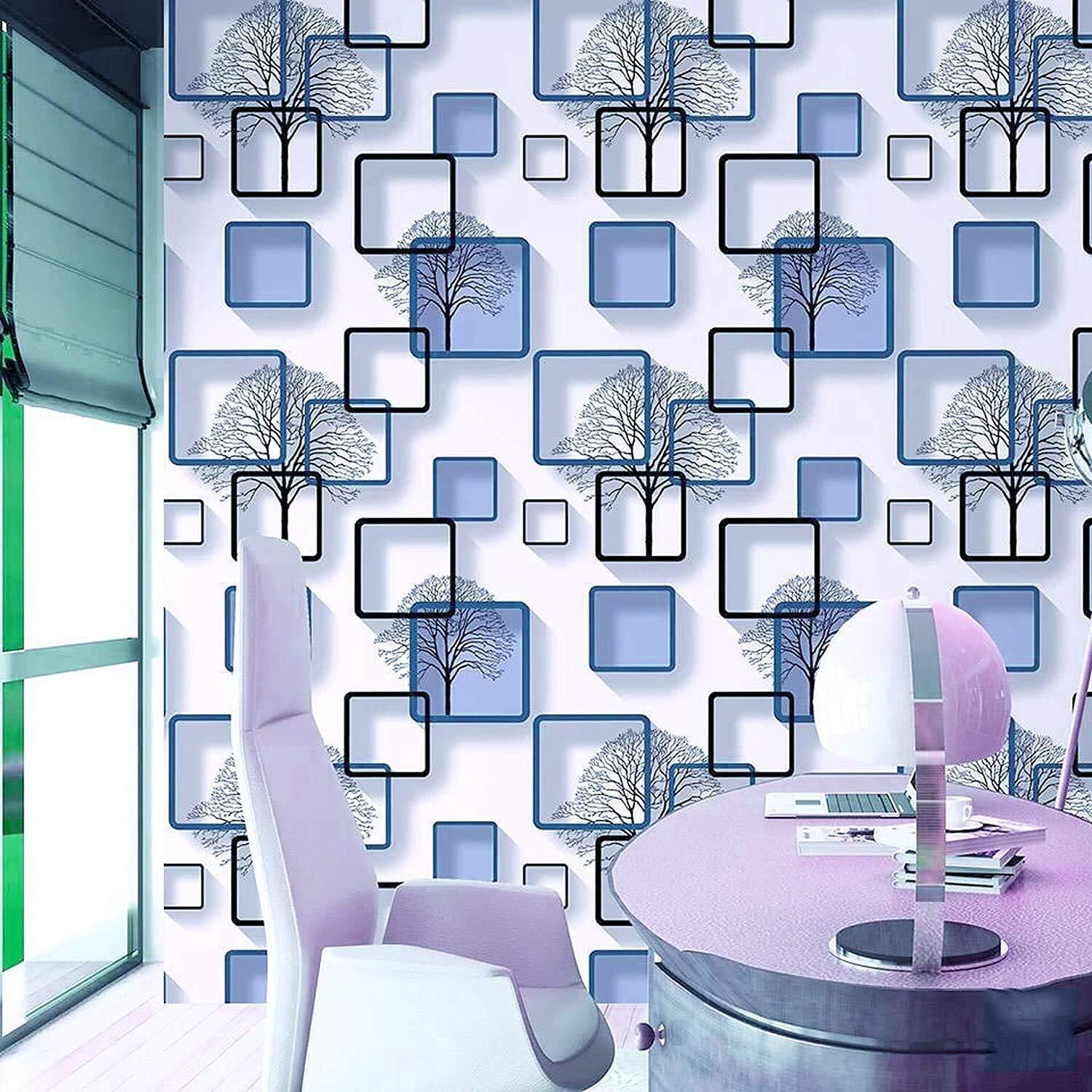 Blue Cube Wallpaper - 70 X 77 Cm | Durable Vinyl, Waterproof, Easy To Clean, Eco-friendly, Peel And Stick For Versatile Indoor Use
