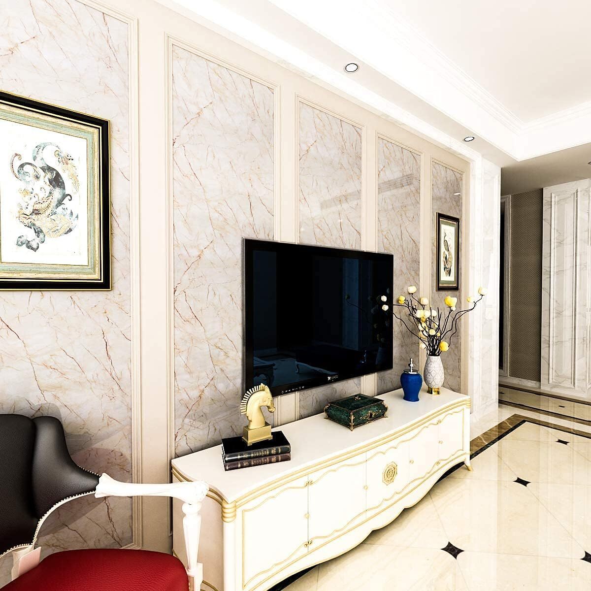 Cream Marble Wallpaper - Length: 60 Centimeter (Cm)