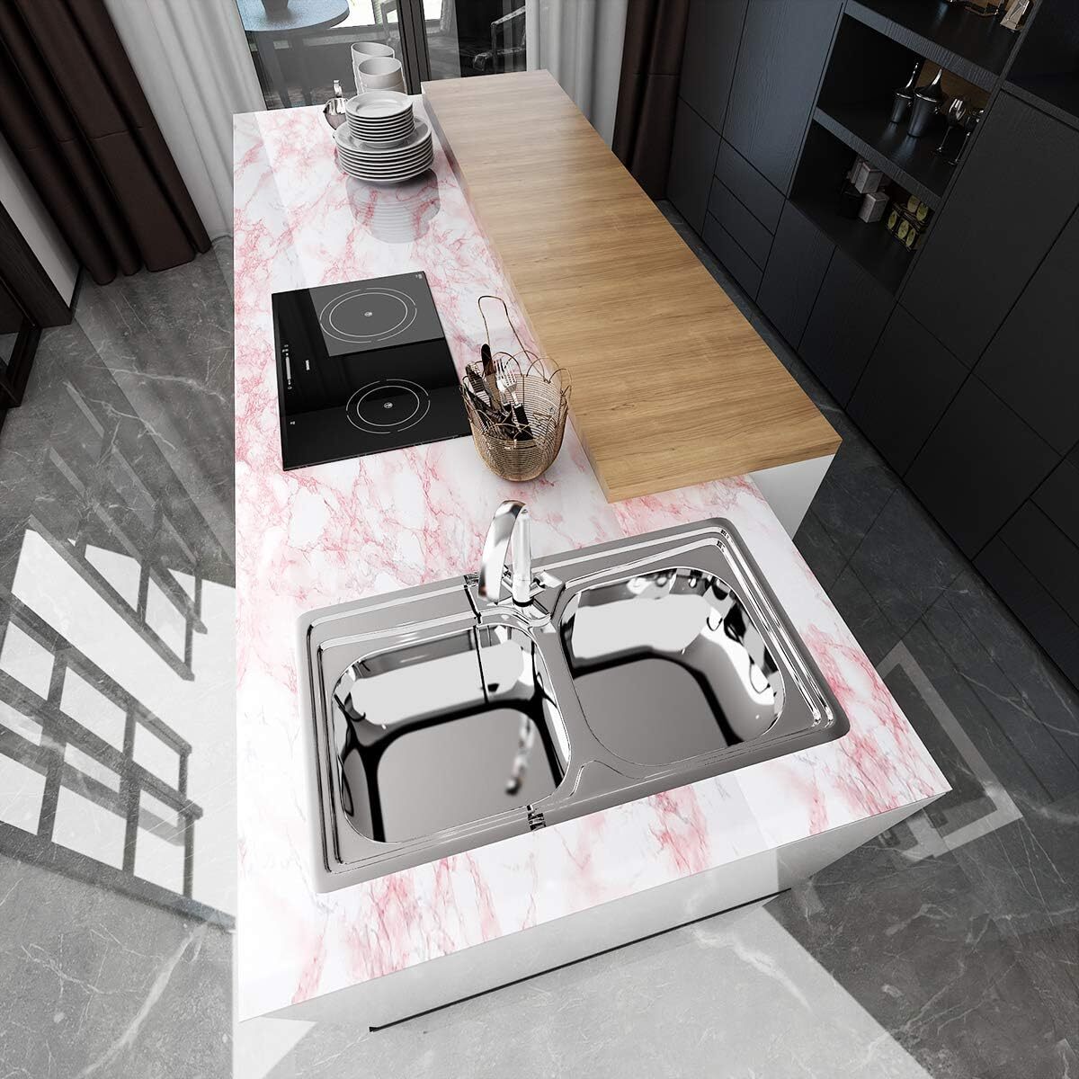 Pink Marble Wallpaper - 60x200 Cm, Vinyl Material, Self-adhesive, Waterproof & Oil-proof, Easy To Clean, Bubble-free, Removable For Diy Projects