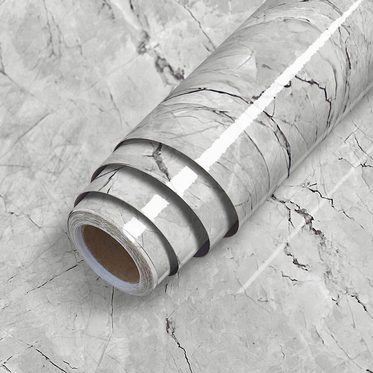 Grey Marble Foil Wallpaper - 60x200 Cm | Waterproof Pvc Oil-proof Vinyl Stickers
